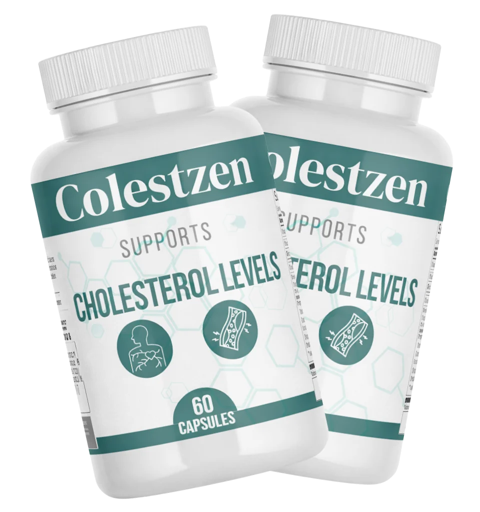 Two ColestZen supplement bottles shown at an angle
