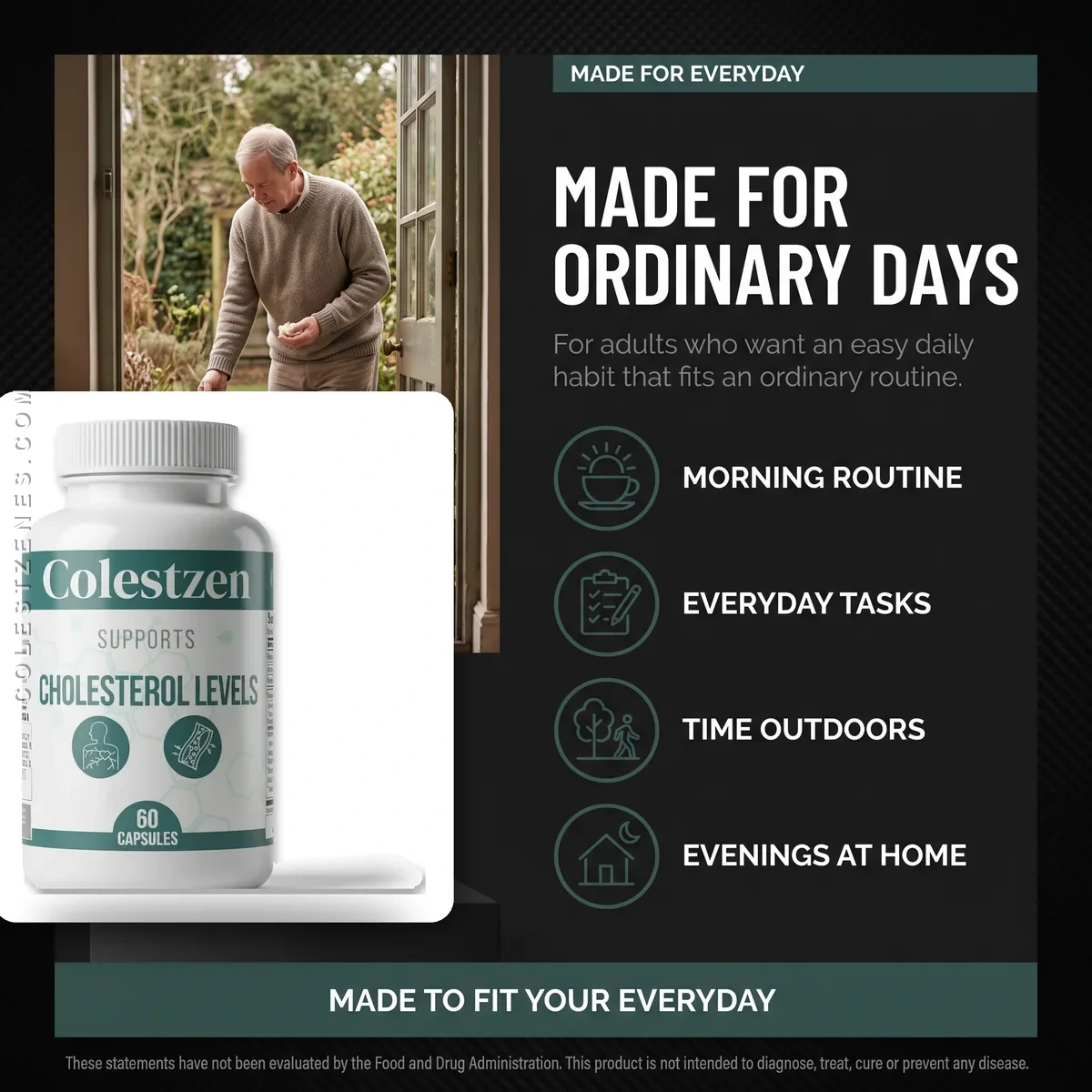 Who ColestZen is for: adults who want an easy daily heart-health habit alongside diet and exercise